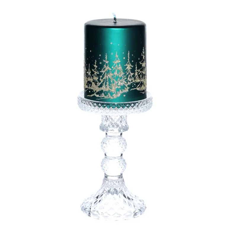 Candle holder, 14 cm, for one candle, on a leg, glass, Naiad, image-1