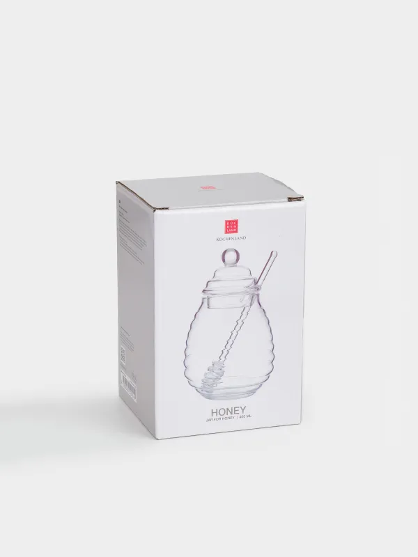 Honey jar, 400 ml, with spoon, glass B, Honey, image-3