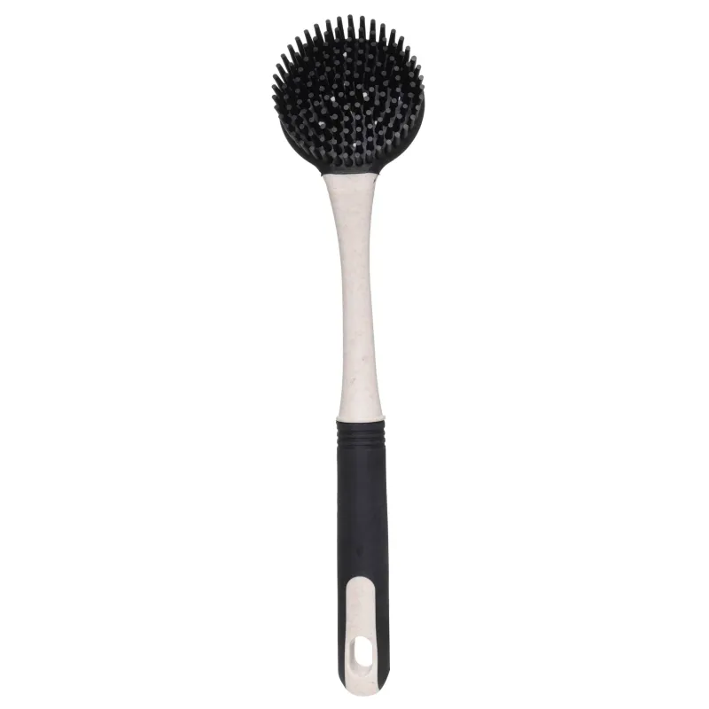 Cleaning brush, 27 cm, double-sided, rubber / plastic, black and beige, Black clean new