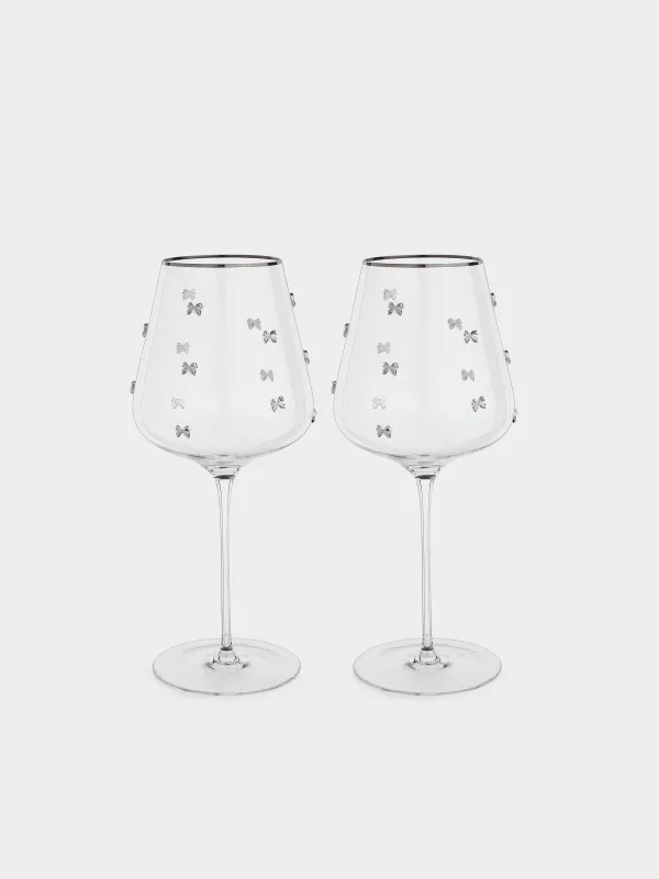 Drinking glass, 650 ml, 2 pcs, crystal glass, with silver edging, Ferentino, image-0