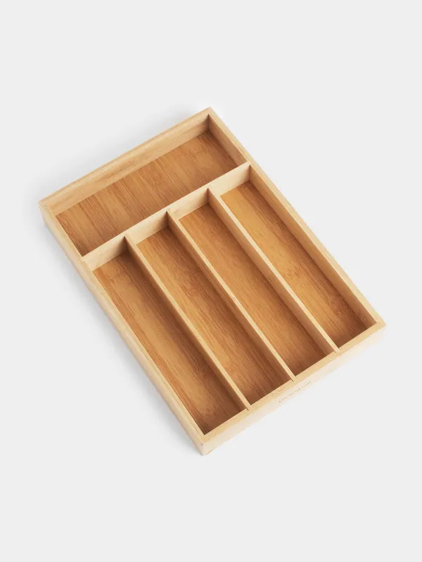 Cutlery tray, 23x33 cm, 5 sectors, bamboo, Bamboo, image-4