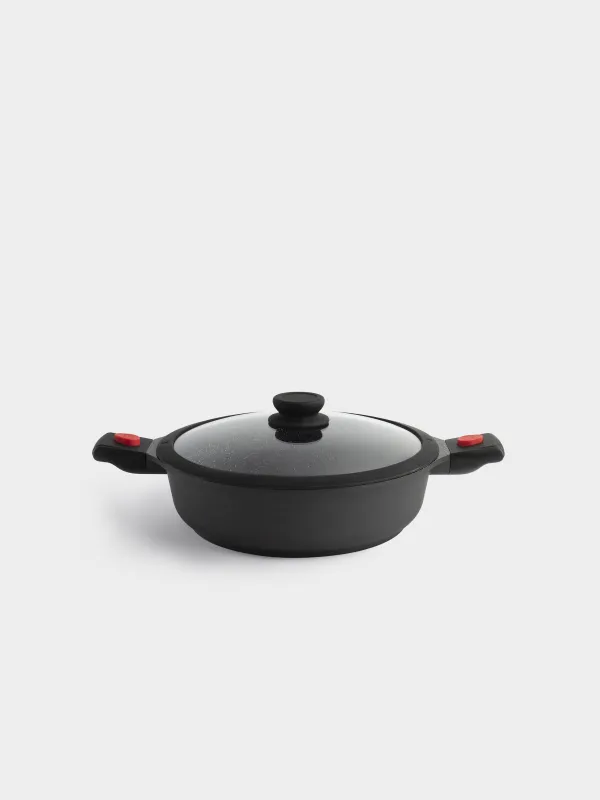 Saucepan, 28 cm, with lid, 3 removable handles, coated, aluminum, Solution Red 2, image-0