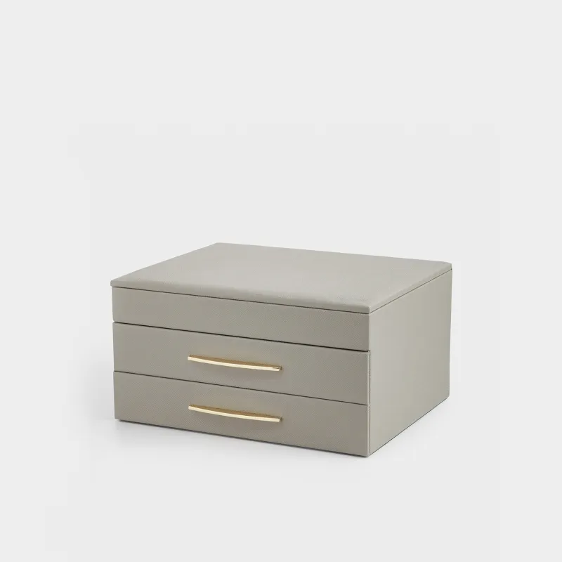 Jewelry box, 27x14 cm, PU leather / MDF, grey, Premiere