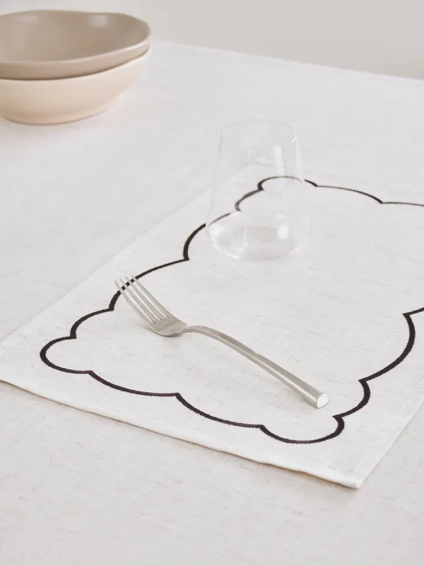 Placemat, 30x45 cm, polyester / linen, rectangular, beige, Vintage, Melange outline, image-3