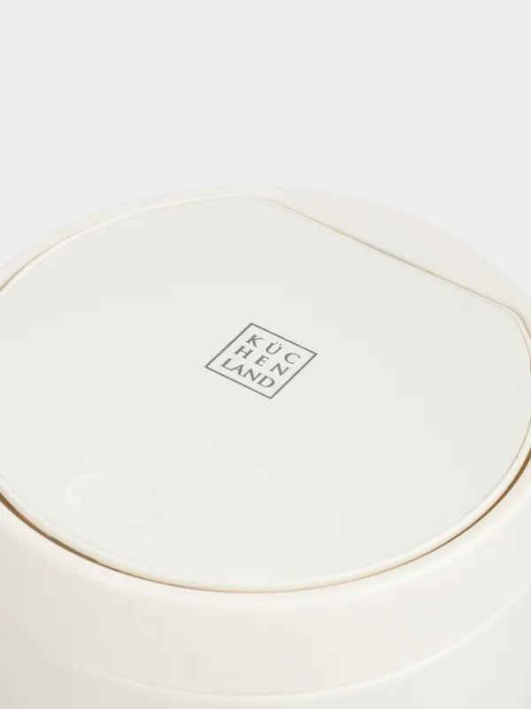 Trash can, 1.5 l, with a button to open the lid, metal / plastic, dairy, Demeter, image-2