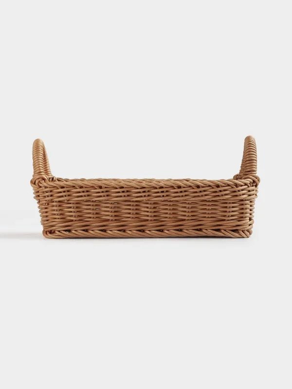 Grocery basket, 28x11 cm, with handles, rattan, rectangular, Brown, Twig, image-3