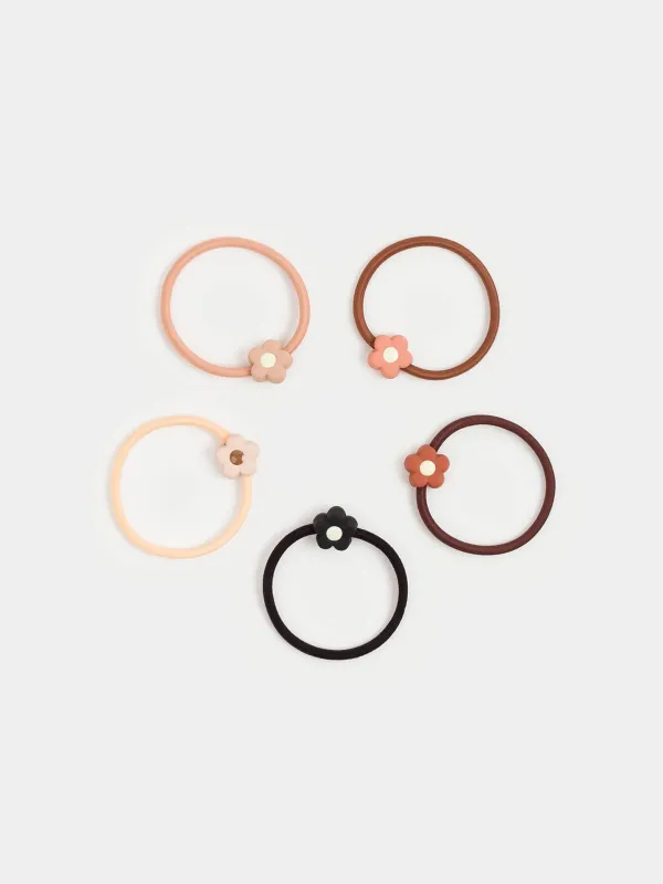 Elastic band for hair, 4 cm, 5 pcs, Polyester / plastic, mix, Flower, Gracile, image-0
