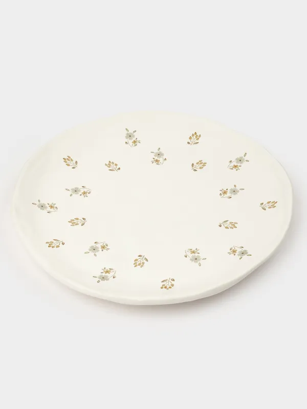 Dish, 23 cm, ceramic, milk, Vintage flowers, La flore, image-1