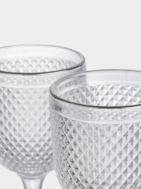 Drinking goblet glass, 300 ml, 2 pcs, glass R, with silver edging, Verona silver, image-2