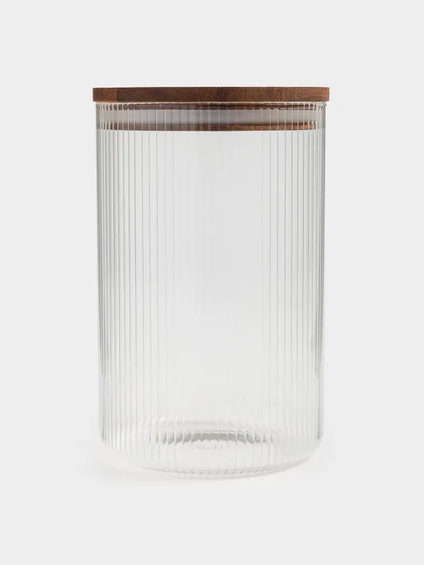 Can for bulk products, 1,2 l, glass B / wood, Ravi wood, image-2