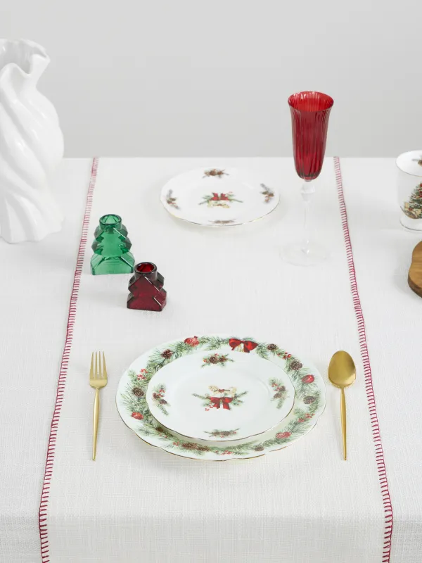 Table runner, 40x160 cm, with stitching, polyester, milky, Burlap, Gunny traditions, image-4