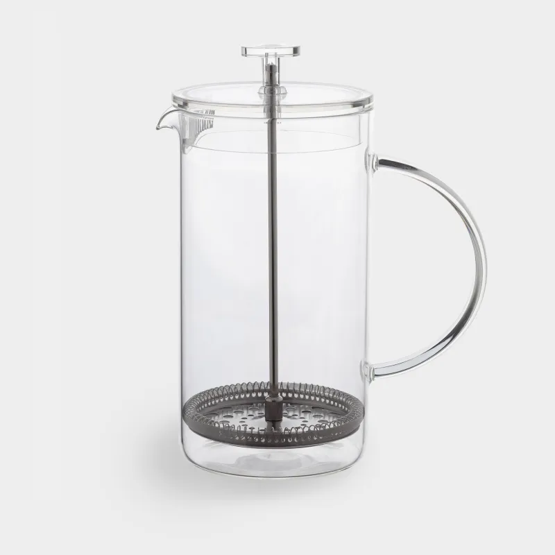 French press, 1 l, glass B / steel, Clear