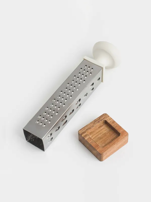 Grater, 23 cm, on a stand, four-sided, steel / plastic / wood, Galori, image-2