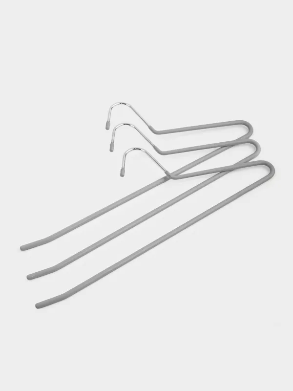 Hanger for trousers/skirts, 36 cm, 3 pcs, metal coated, gray, Colorful house, image-1