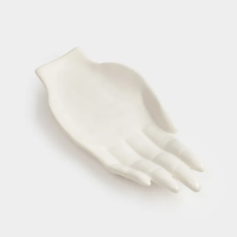 Decorative dish, 24x11 cm, ceramic, white, Palm, Hand