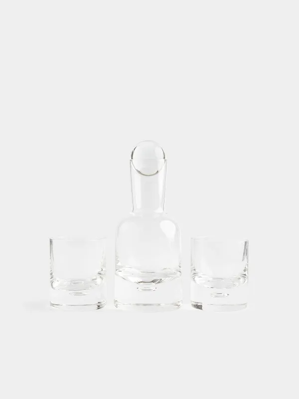 Drink set, 2 pers, 3 items, decanter / glasses, Glass, Bubble, Dew, image-0