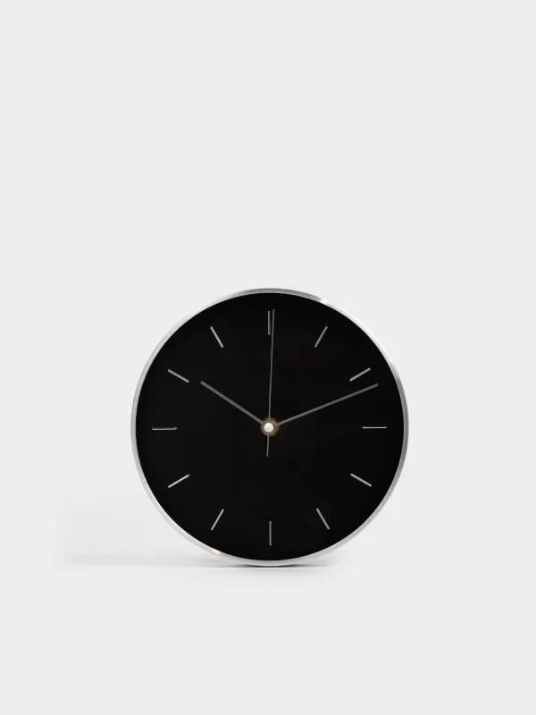 Wall clock, 20 cm, glass/aluminum, round, silver-black, Dial, image-0