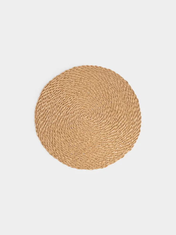 Placemat, 38 cm, polypropylene, round, sand, Weaving, Volute, image-0