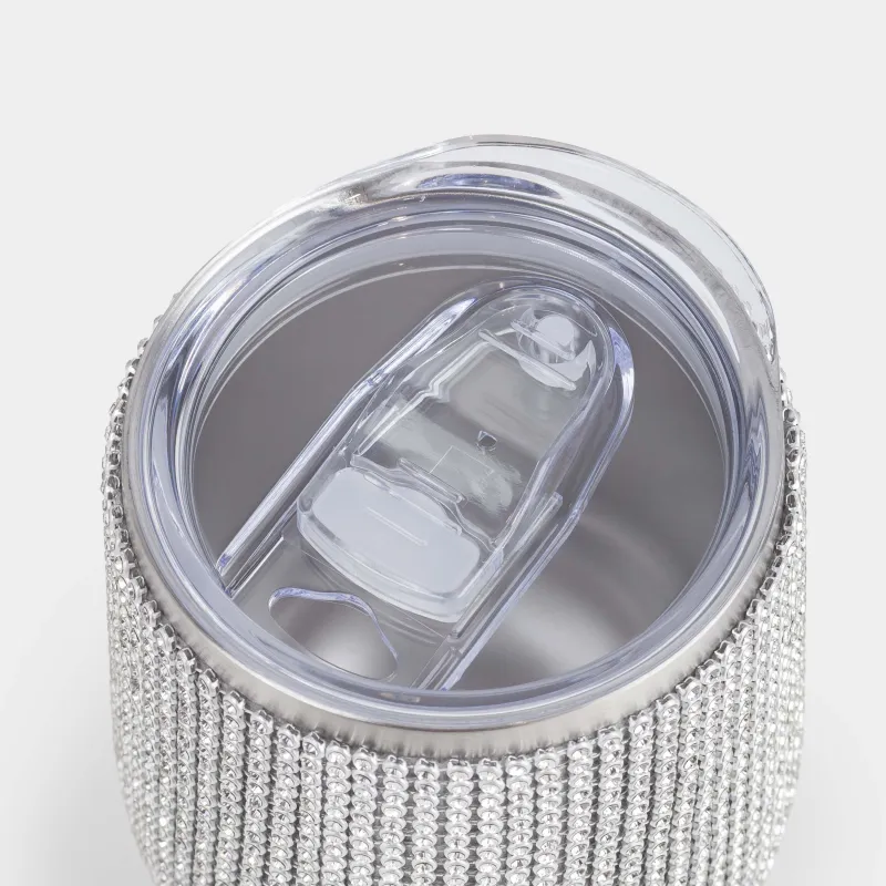 Thermo mug, 350 ml, steel / rhinestones, gold, Crystal decor, image-3