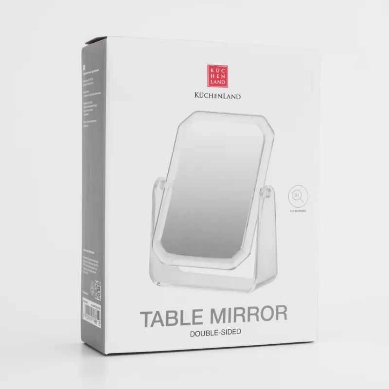 Table mirror, 14 cm, double-sided, plastic, rectangular, image-4