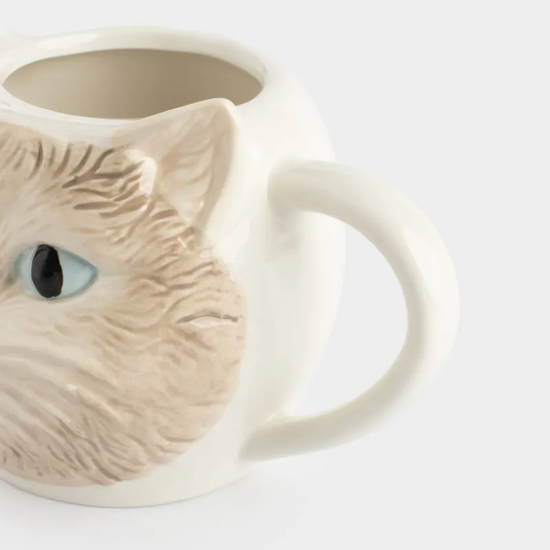 Mug, 480 ml, ceramic, milky beige, Cat, Cat, image-4