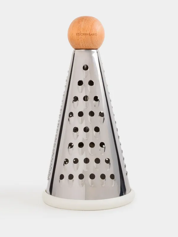 Grater, 20 cm, steel / wood, round, beige, Wood kitchen, image-0