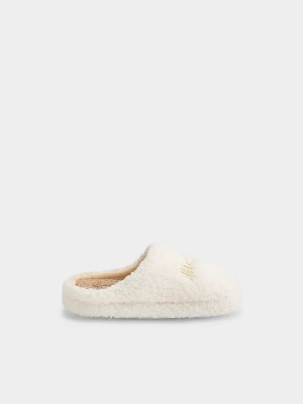 Women's slippers, homewear, size 36-37, fleece / nylon, milky brown, Needed, image-1