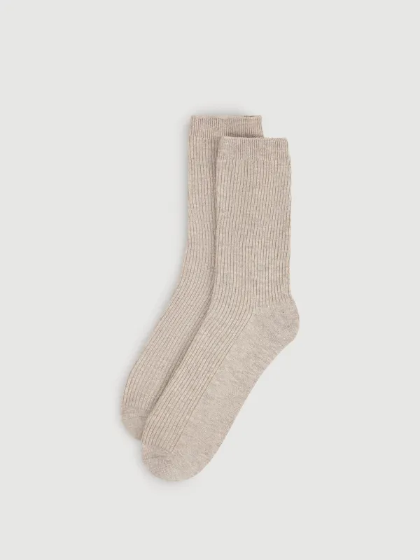Women's socks, cotton / polyester, beige, Rubchik, image-1