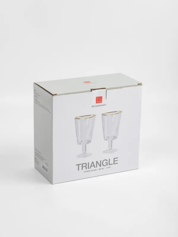 Drinking glass, 380 ml, 2 pcs, glass, golden edging, Triangle Gold, image-5