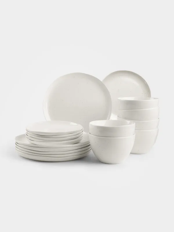 Dining set, 6 pers, 18 pr, porcelain N, milk, Dots, Boho, image-0