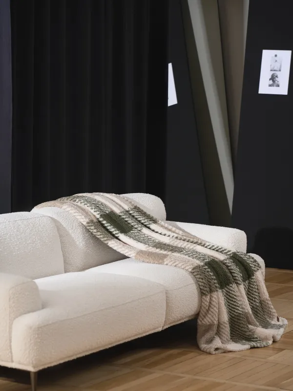 Blanket, 130x170 cm, sherpa, beige-green, Plaid, Hazel, image-4