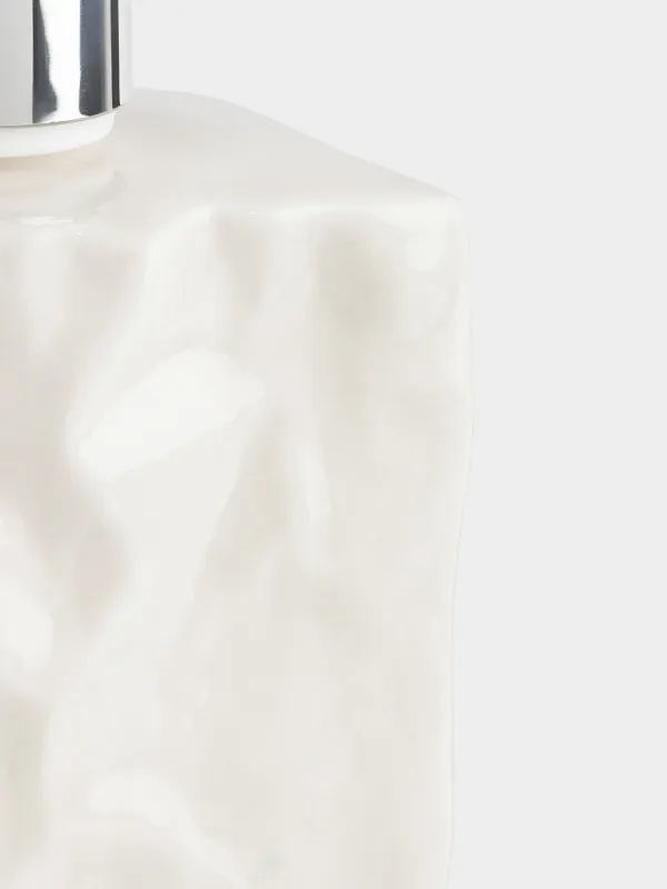 Liquid soap dispenser, 370 ml, porcelain P / plastic, grey-beige, Crumpled effect, Crumple bath, image-2