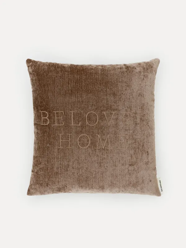 Decorative pillow, 45x45 cm, chenille / velvet, brown, Beloved home, Chenill, image-0