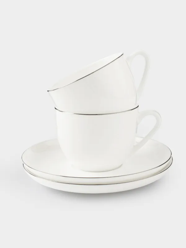 Tea pair, 2 persons, 4 items, 250 ml, porcelain F, white, Ideal silver, image-6