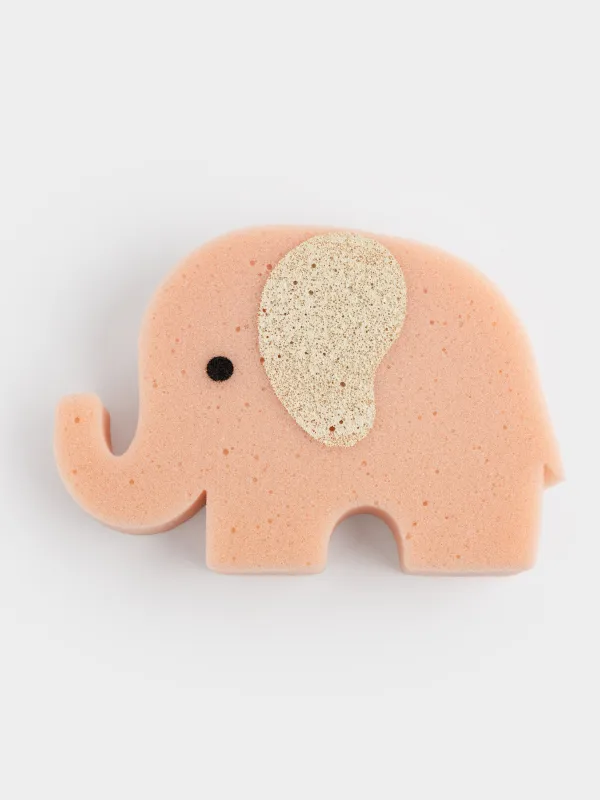 Body sponge, 12 cm, Children's, polyurethane, beige, Elephant, Childhood, image-0