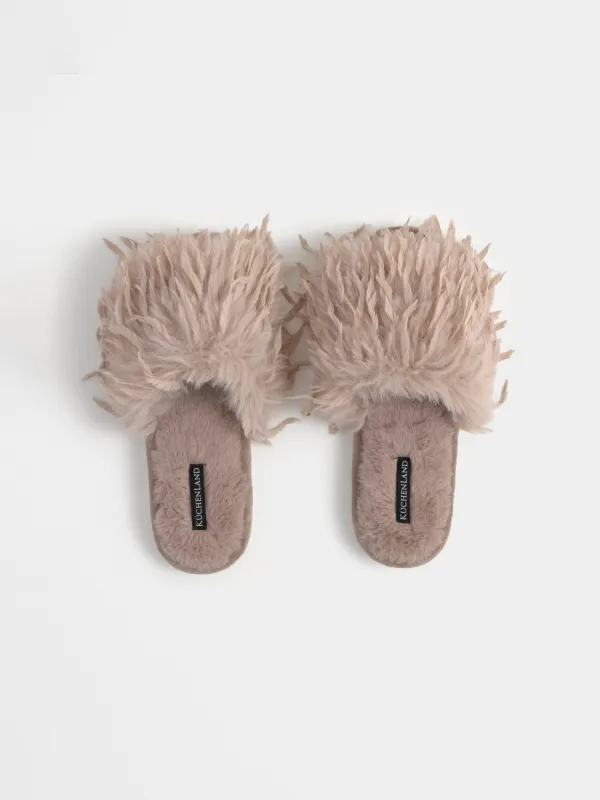 Women's slippers, homewear, size 36-37, faux fur, brown, Downy, image-1