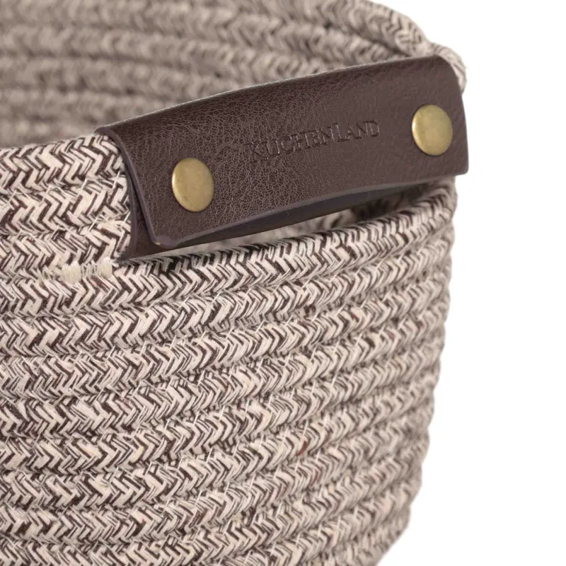 Storage basket, 29x21x14 cm, with handles, cotton / polyester, oval, Brown, Twine, image-3