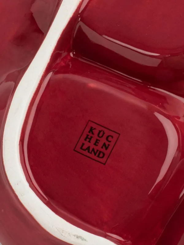 Divided plate, 19x17 cm, 4 compartments, ceramic, burgundy, Pomegranate, Pomegranate, image-4