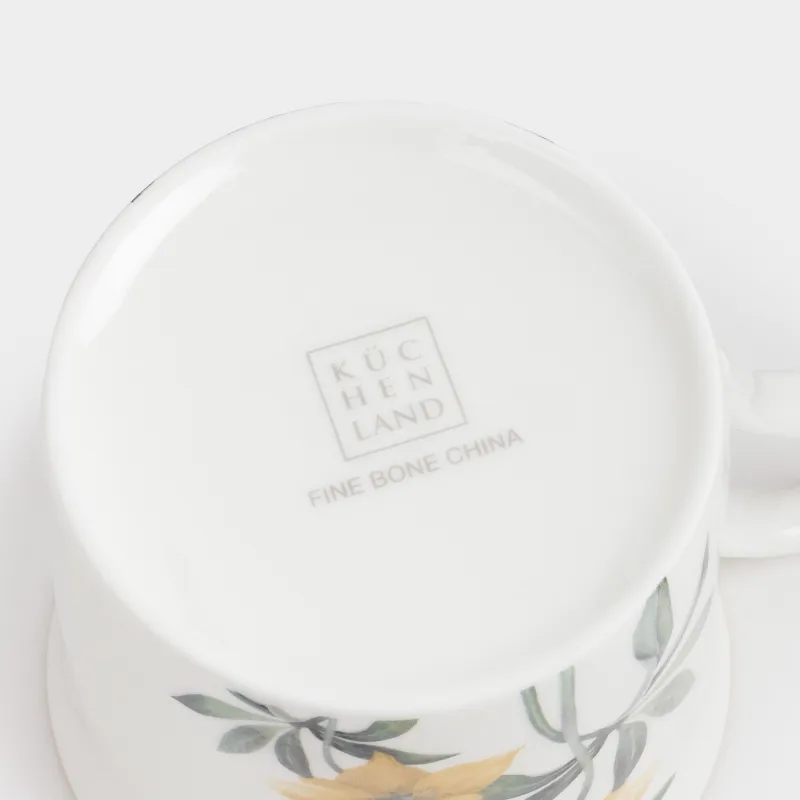 Mug, 330 ml, porcelain F, white, with golden edging, Hellebore, Bloome, image-3