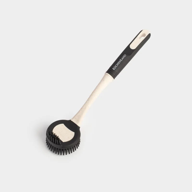 Cleaning brush, 27 cm, double-sided, rubber / plastic, black and beige, Black clean new