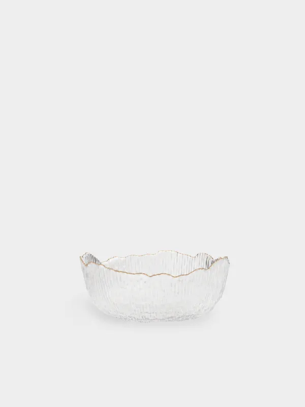 Salad bowl, 20x9 cm, 1,3 l, glass R, with silver edging, Argos silver, image-0