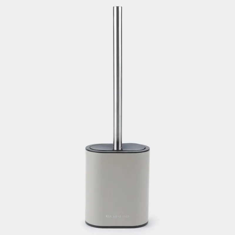 Toilet brush, 41 cm, with stand, rubber / steel, beige-gray, Giza