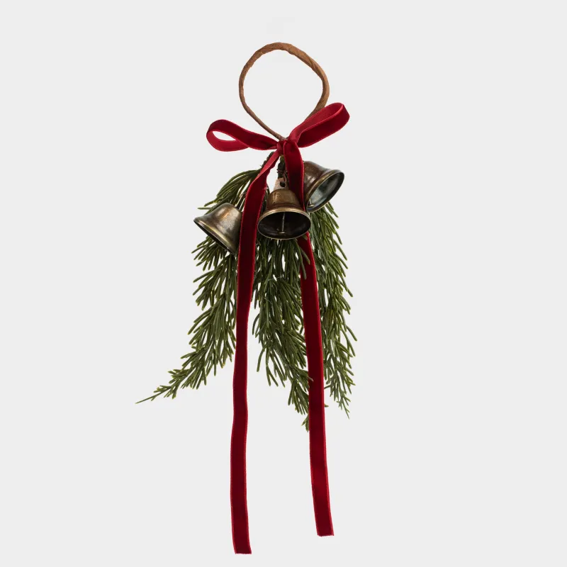 Napkin ring, 5 cm, plastic / metal, Spruce with bells, Conifer bell