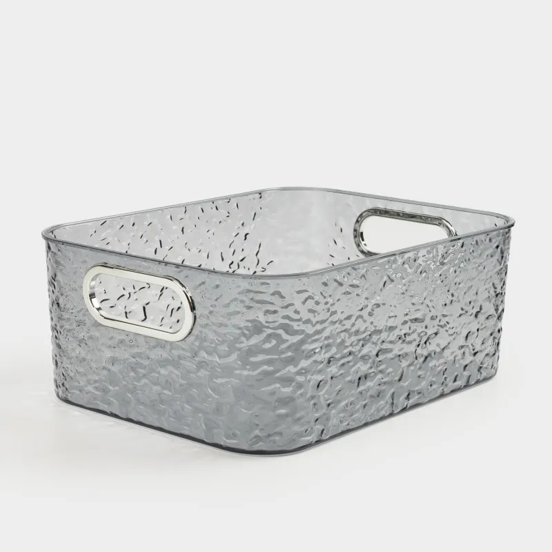 Organizer box, 27x21x10 cm, household, with handles, plastic, gray, Renaissance clear