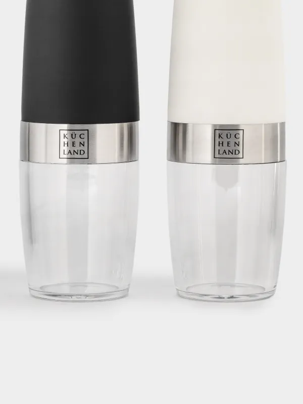 Spice mill, 20 cm, 2 pcs, Gravity, Plastic / Acrylic, LED W, Black / White, Spicy, image-4