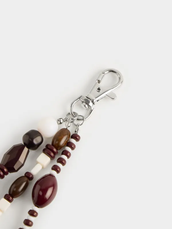 Keychain, 16 cm, acrylic / metal, brown-milk, Mineral, image-1
