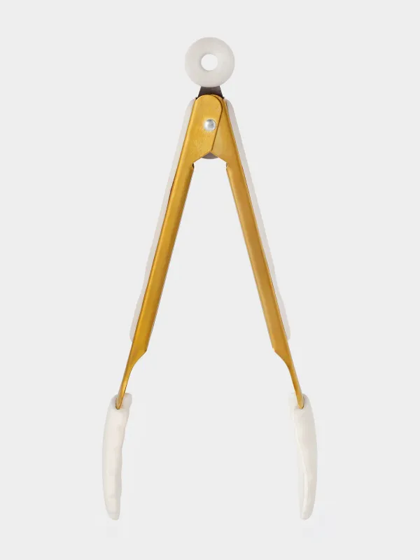 Kitchen tongs, 27 cm, steel / silicone, golden milky, Bello gold, image-2