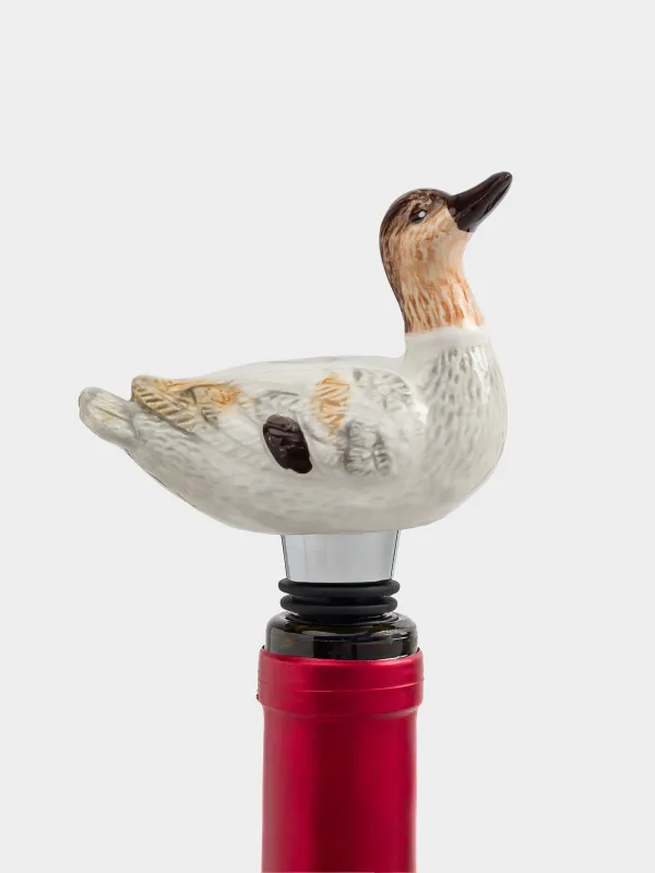 Bottle stopper, 12 cm, metal / ceramic, Duck, Duck, image-4