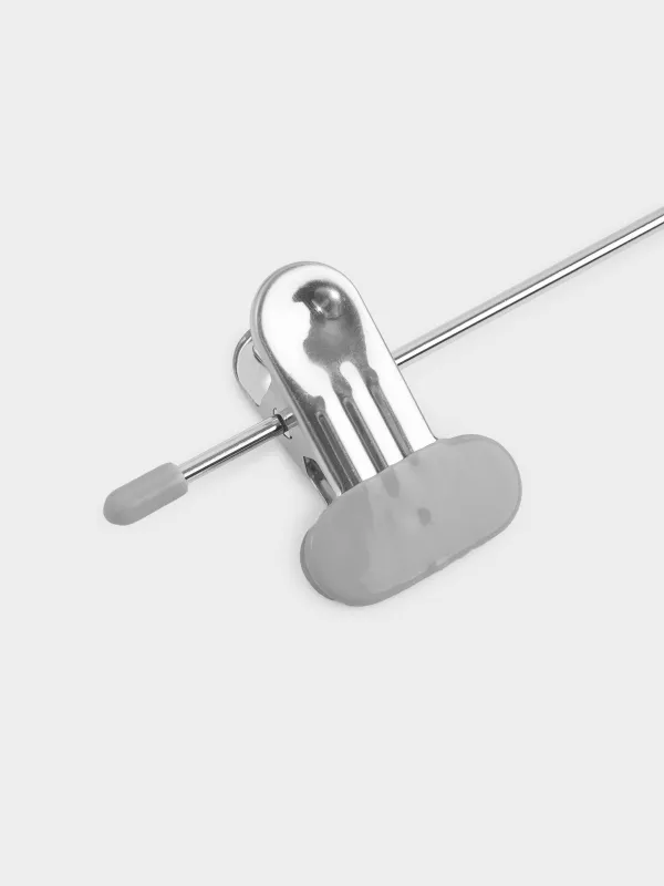 Pant/skirt hanger, 33 cm, 3 pcs, with clips, Coated metal, Grey, Colorful house, image-6