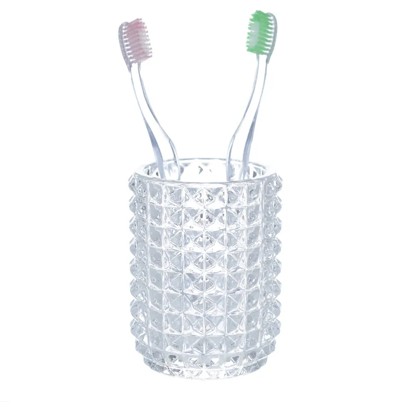 Bathroom tumbler, 11 cm, glass, Diamond lights, image-1
